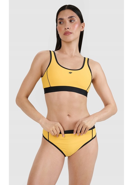 Női fürdőruha, 4F, bikini felső, sárga, rugalmas és tartós anyag, kivehető kosarak, L INTL