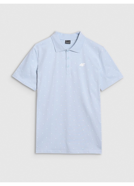 4F férfi pólóing, pamut, kék, normál szabású, teljes felületén mintás, S