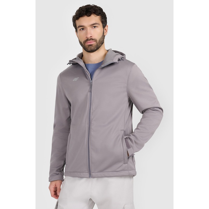 Jacheta sport pentru barbati NOSH4-SFM001B, 4F, Fleece, Gri