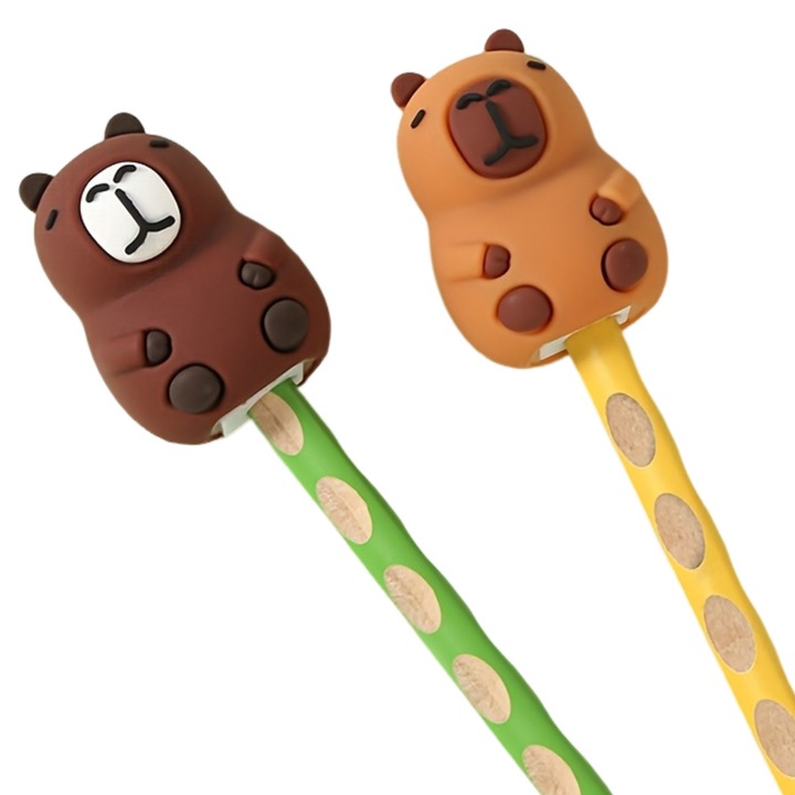 Set ascutitoare 2 bucati, TREXORA, design capybara, galben/maro