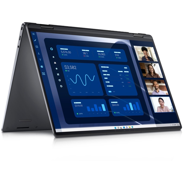 Dell Latitude 9450 2 az 1-ben laptop, Intel Core Ultra 7 165U processzor, 32 GB RAM, 1 TB SSD, 14" QHD+ érintőképernyő, 500 nit, fekete