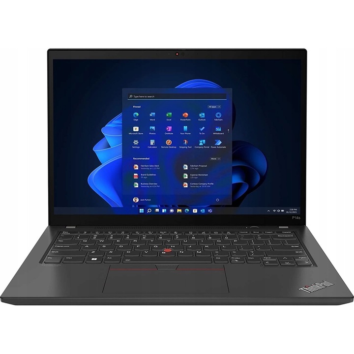 Lenovo ThinkPad P14s Gen 3 laptop, Intel Core i7-1280P, 48GB, 1TB SSD, NVIDIA T550, 14" WUXGA, érintőképernyő, 11 Pro, fekete