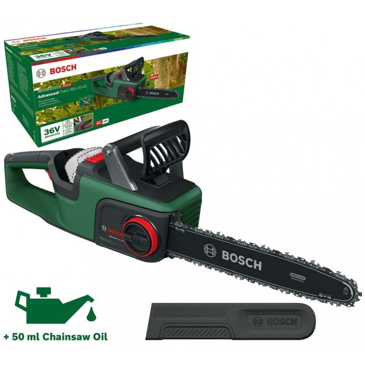 Fierastrau cu lant Bosch Advanced Chain 36V, 35 cm, motor fara perii, greutate 3.5 kg