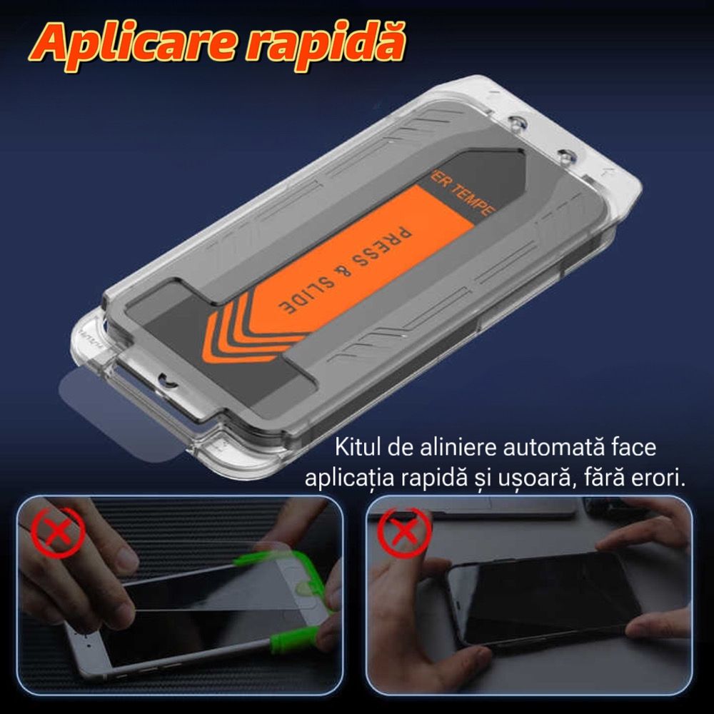 Set 2 Folii Pentru iPhone 16 Pro/ iPhone 17 Transparent HD, Sticla 9H, Fara Margini Negre, EasyApp, Anti-Zgarieturi