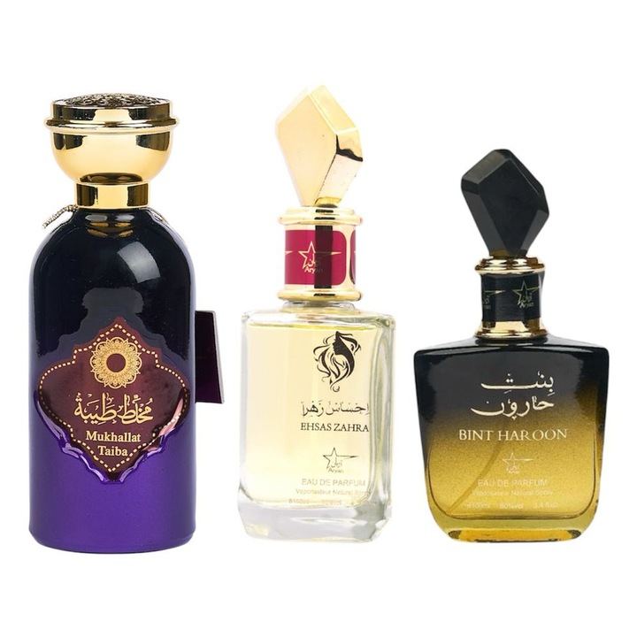 Eau de Parfum készlet, Mukhallat Taiba / Ehsas Zahra / Bint Haroon, női, 3x100 ml
