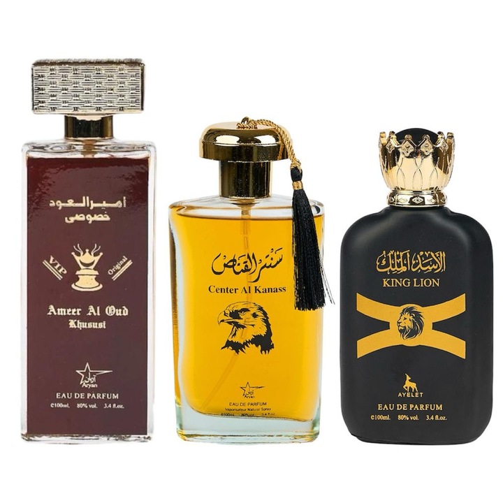 Eau de Parfum készlet, Ameer Al Oud Khususi / Center Al Kanass / King Lion, Férfi, 3x100 ml