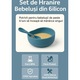 Set diversificare bebelusi din Silicon, Brivoo®, farfurie cu ventuza, bol, tacamuri, cana, albastru pastel
