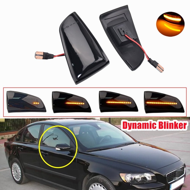 Set Semnalizari Dinamice LED Oglinzi Laterale V50 2004-2008 Prefacelift, Volvo S40 2004-03/2007 Prefacelift Volvo C70 2006-2009