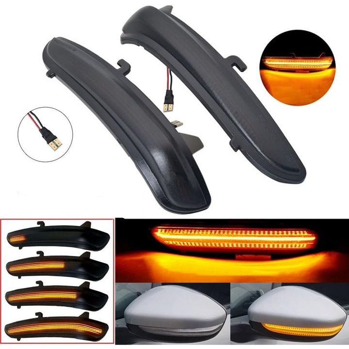 Set Semnalizari Dinamice LED Oglinda Peugeot 208/2008, Citroen C3/C4 Cactus, Opel Corsa F