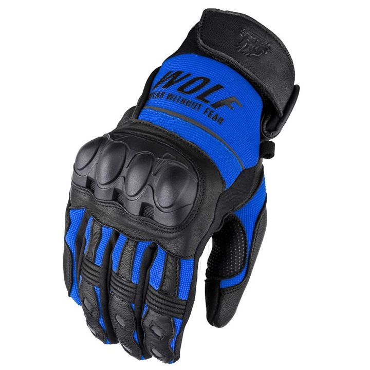 Wolf Pro-X Light motoros kesztyű, kék, S méret, merev védelem, légáteresztő anyag