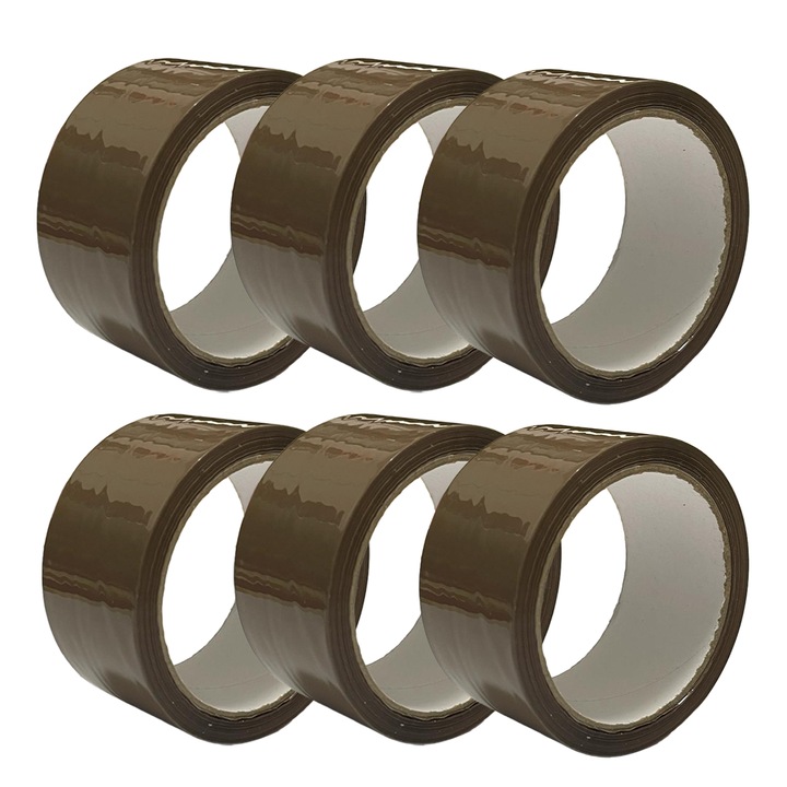 Banda adeziva tip scotch 48mm x 60m, 6 role, Maro, Eher