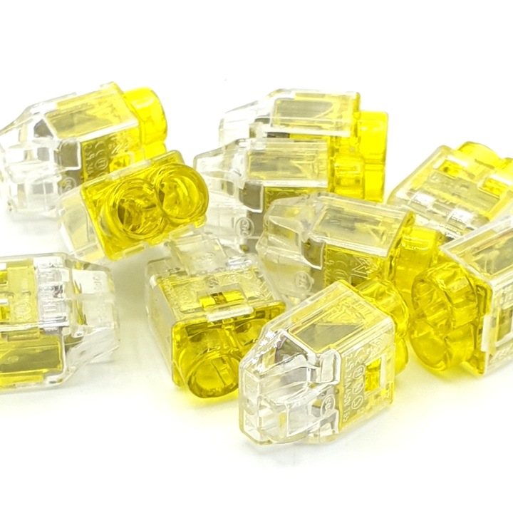 Set 10 bucati conectori electrici HelaCon Plus Mini, 2 poli, 0.5-2.5mm2, galben