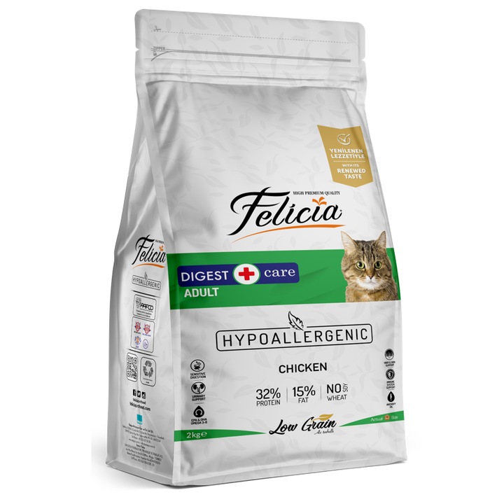 Hrana uscata pisici, digest care, FELICIA, cu pui, 2kg