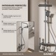 Coloana de Dus Gavriet™ Smart, Ecran LED, 75-140 cm Inaltime, Afisare Temperatura si Temporizator, Dus Vertical, 2 Pare de Dus, 3 Moduri Pulverziare, Robinet, Fara Priza Electrica, Materiale Premium, 4 Carlige Adezive, Aluminiu, Gri Inchis