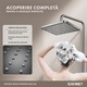 Coloana de Dus Gavriet™ Smart, Ecran LED, 75-140 cm Inaltime, Afisare Temperatura si Temporizator, Dus Vertical, 2 Pare de Dus, 3 Moduri Pulverziare, Robinet, Fara Priza Electrica, Materiale Premium, 4 Carlige Adezive, Aluminiu, Gri Inchis