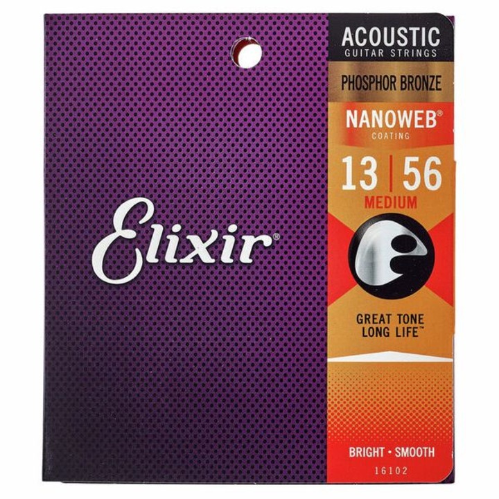 Elixir 16102 Nanoweb Medium Phosphor String Set