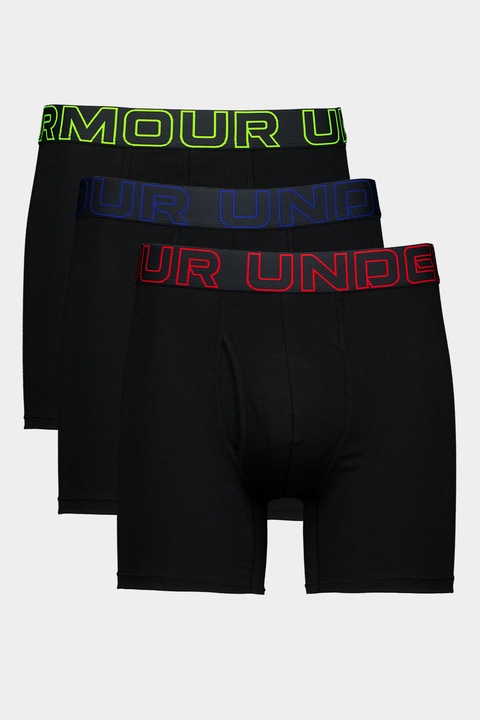 Under Armour, Set de boxeri cu banda logo in talie - 3 perechi, Negru/Albastru inchis