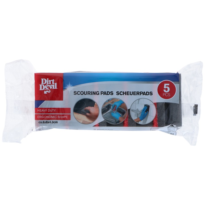 5 db tisztítószivacs készlet, univerzális, Dirt Devil, 95x65x43mm, piros/szürke