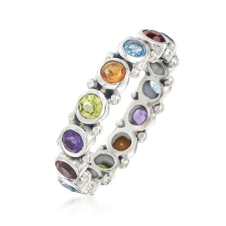 Inel argintiu, cu pietre colorate din zirconiu, Jeanie C23 - 7 (circumferinta: 54.5 mm)