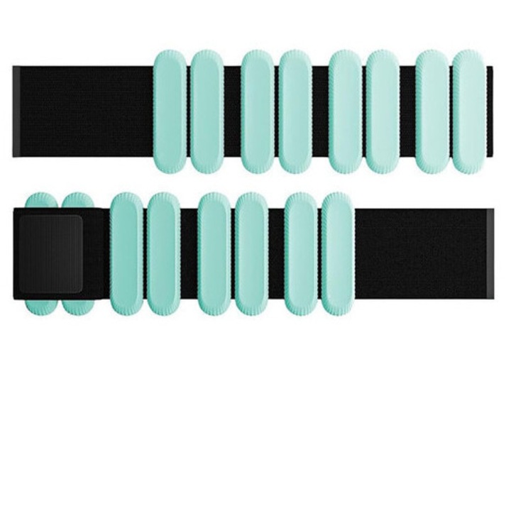 Set de greutati pentru incheieturi, 2 bratari ajustabile din silicon, 1 lb fiecare, negru/turcoaz