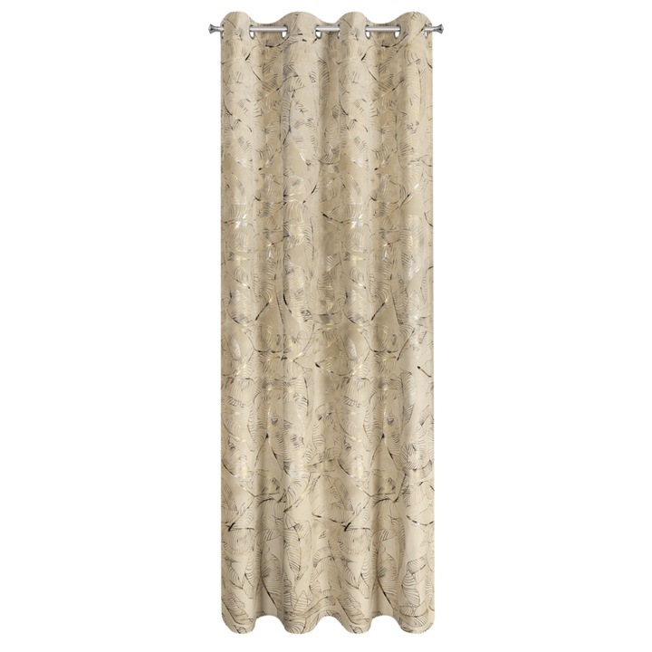 Перде Eurofirany, 135x250см, бежово-сиво, полиестерен материал, с окачване на пръчки