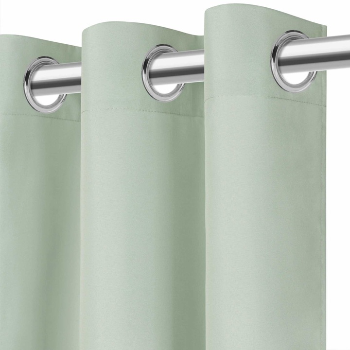 Обикновена завеса, Под игли и нитки, 140x250 см, полиацетат, салвия зелено, с халки