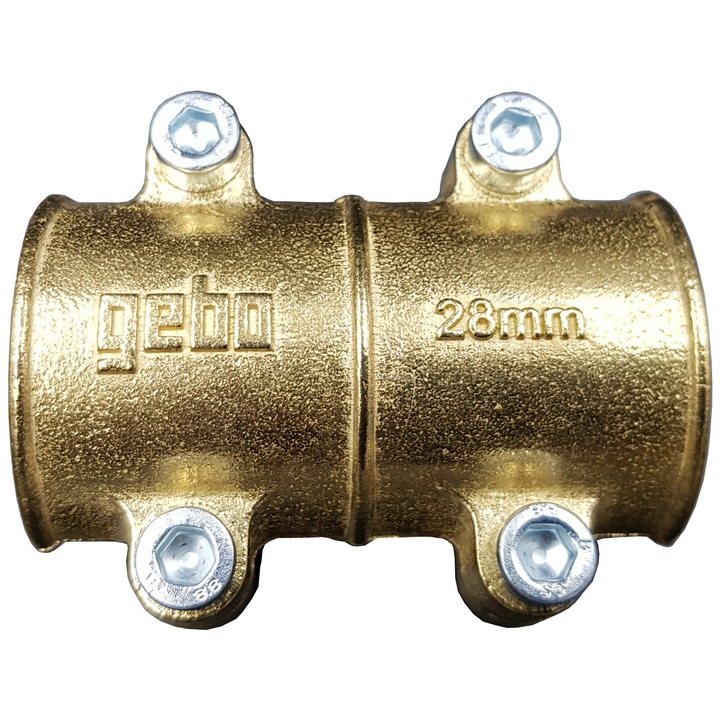Obejma reparare pentru tevi din cupru, Gebo Tools, 28 mm, mosiadz, set