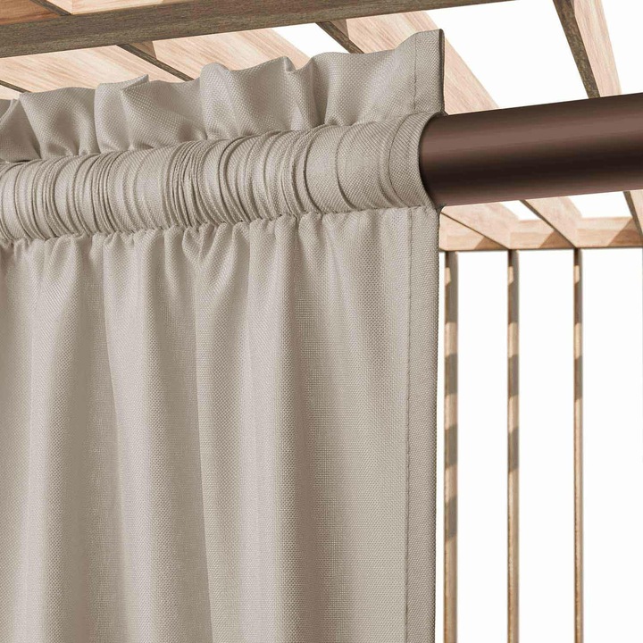Perdea simpla, Spod Igły i Nitki, impermeabila, rezistenta la UV, bej, 140x250cm