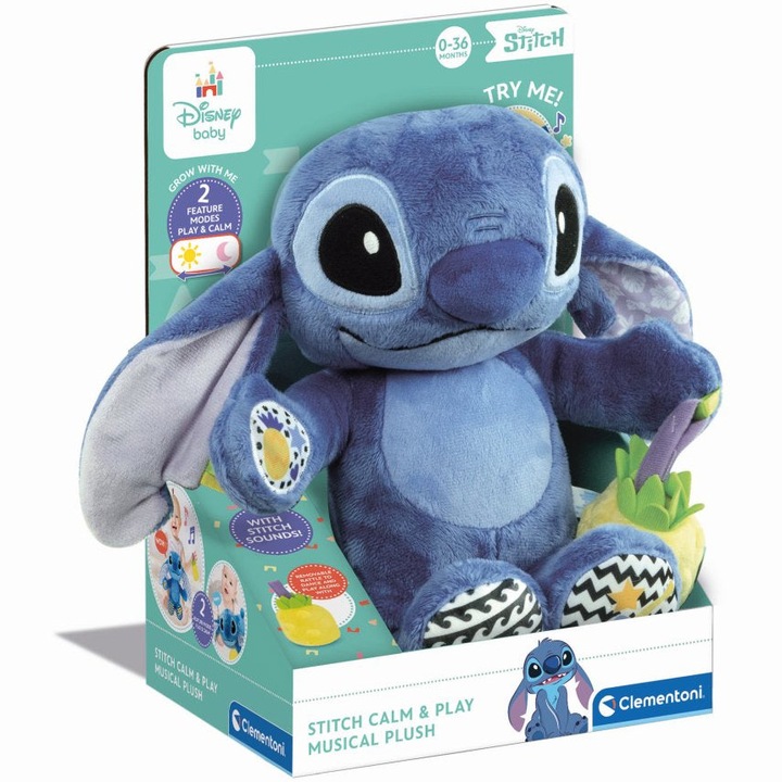 Плюшена играчка Baby Clementoni, Disney Stitch със звуци
