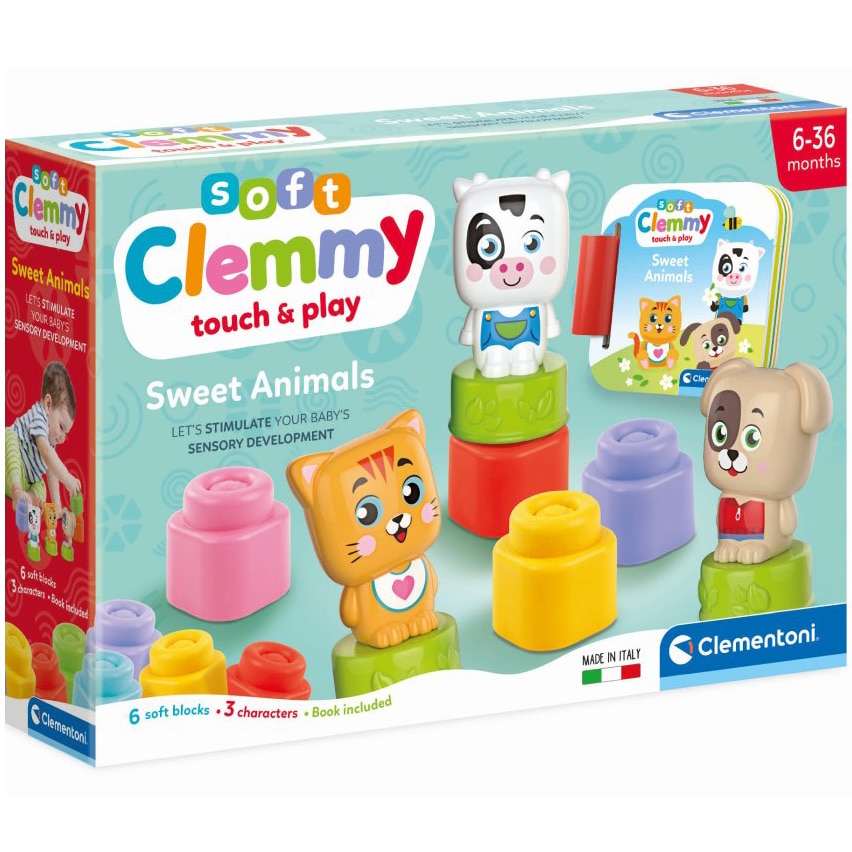 Set de joaca Soft Clemmy, animalute 6 cuburi moi si carticica - eMAG.ro