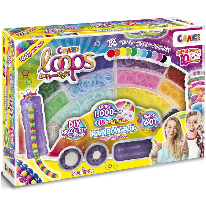 Set de creatie Craze, 1000 de elastice pentru confectionare bijuterii