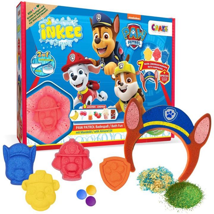 Set de joaca Craze, bile de baie Inkee cu 7 surprize Paw Patrol