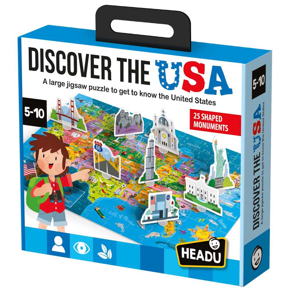 Puzzle Headu - Descoperiti Statele Unite ale Americii, cu 25 de monumente 3D