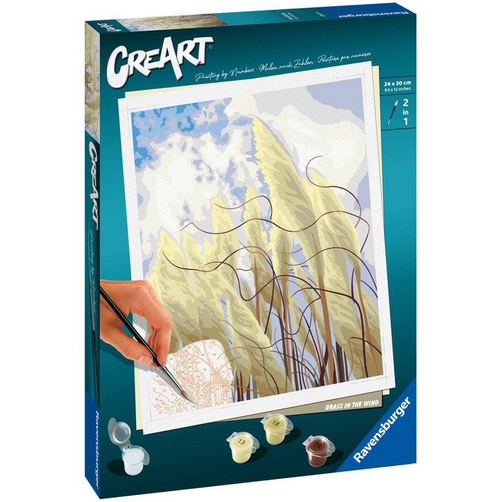 Комплект за рисуване по номера CreArt, Grass in the wind