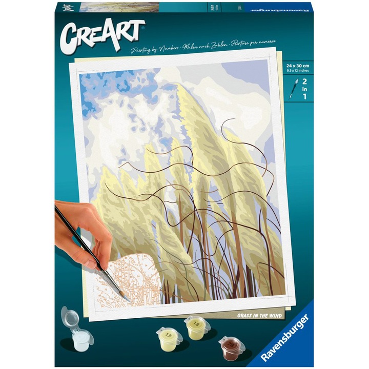 Комплект за рисуване по номера CreArt, Grass in the wind