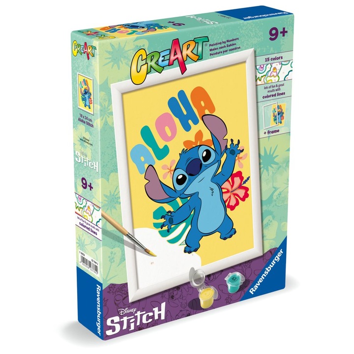 Комплект за рисуване по номера CreArt, Aloha Disney Stitch