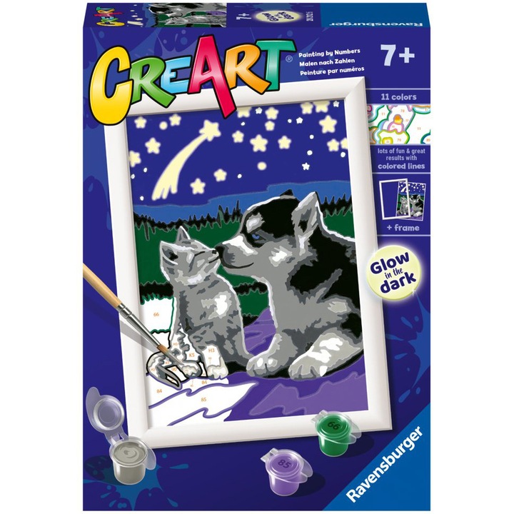 Комплект за рисуване по номера CreArt, Светещи в тъмното приятели