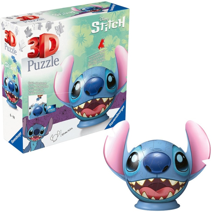Puzzle Ravensburger 3D - Disney Stitch, figurina Stitch, 72 piese