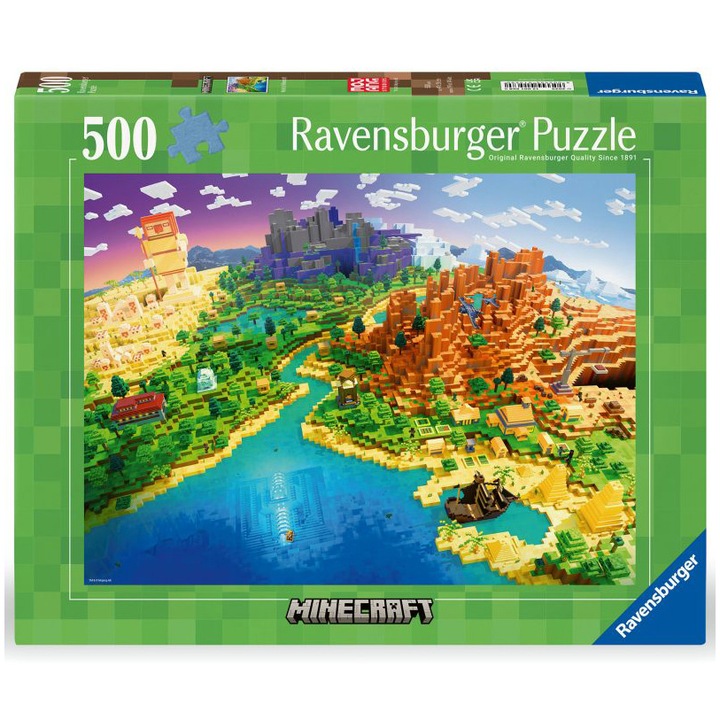 Puzzle Ravensburger - Lumea Minecraft, 500 piese