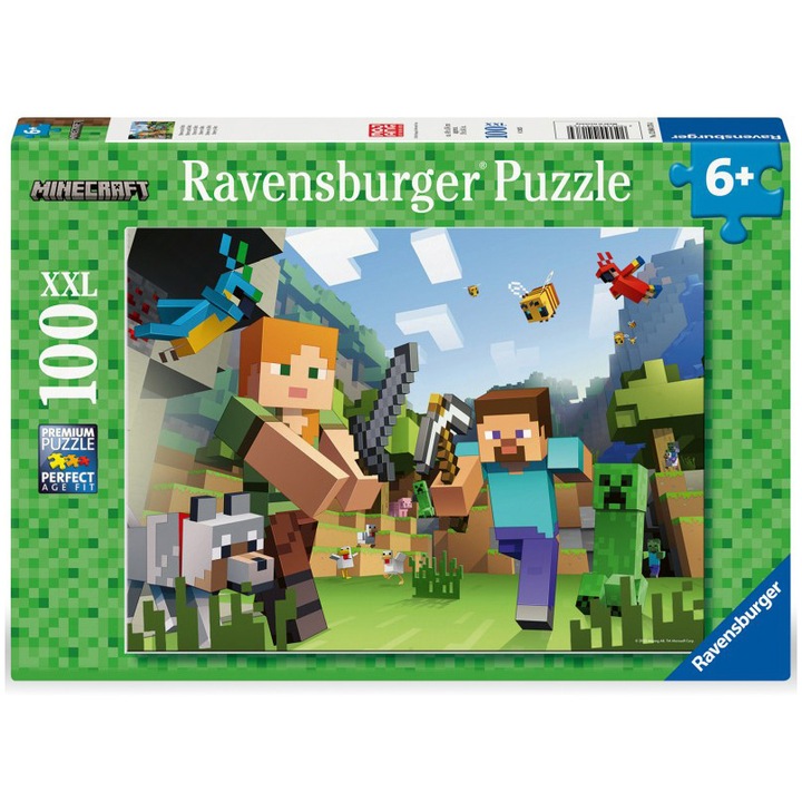 Пъзел Ravensburger XXL - Minecraft, 100 части