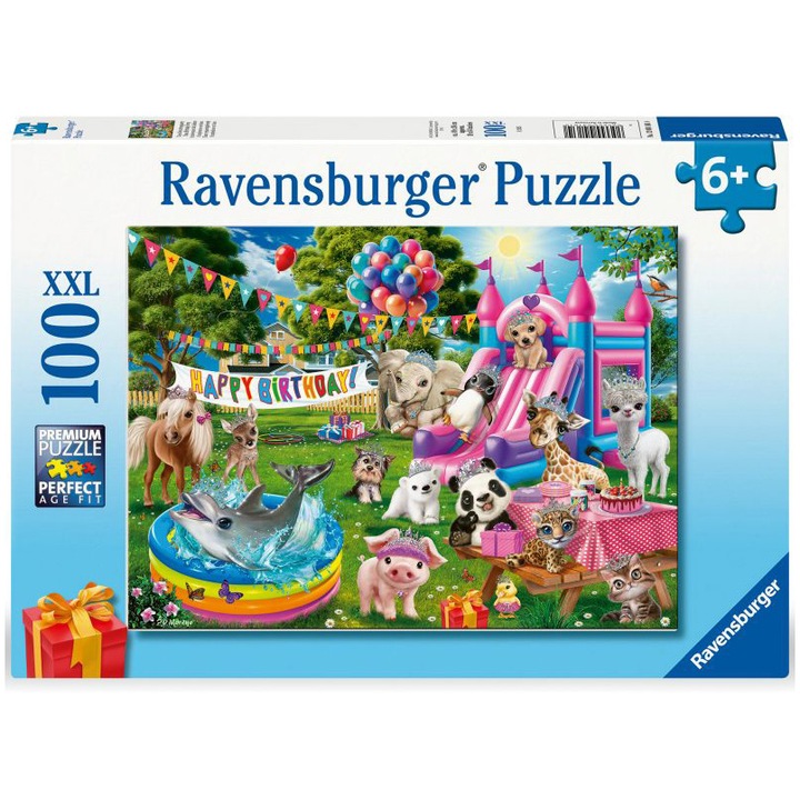 Пъзел Ravensburger XXL - Парти за рожден ден с животни, 100 части