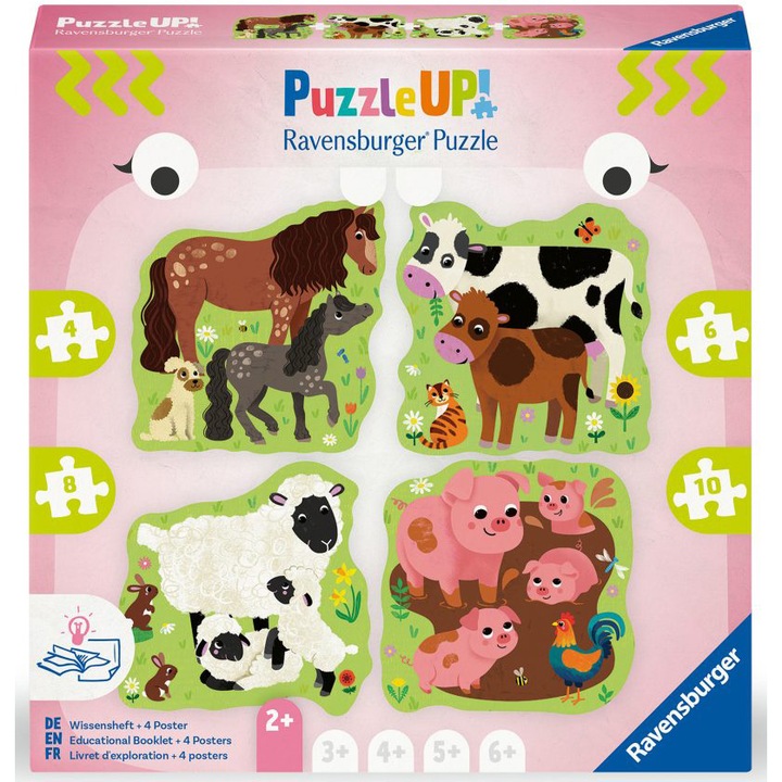 Puzzle Up Ravensburger puzzle, Állatos farm, 4 puzzle, 4/6/8/10 darabos