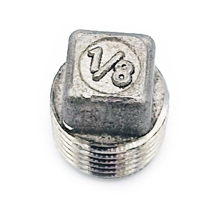Korek GZ 1/8", PEPTE, 12mm inaltime, 7mm dimensiune patrata, otel inoxidabil 316
