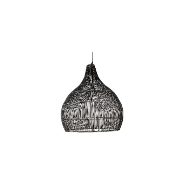 Plafoniera Monnarita, ratan, neagra, 60x55cm, 1 sursa de iluminare, cablu 90cm