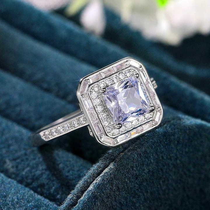 Inel argintiu, cu pietre din zirconiu, Abner C6 - 6 (circumferinta: 51.9 mm)