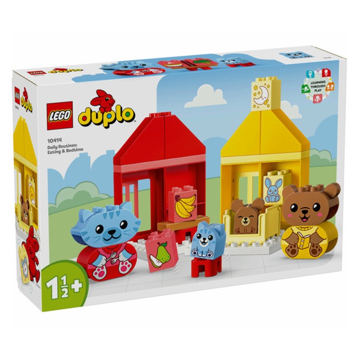 LEGO DUPLO - Napi rutin vacsora és alvás, 28 elem, 1.5+, Állatok, Készségfejlesztés