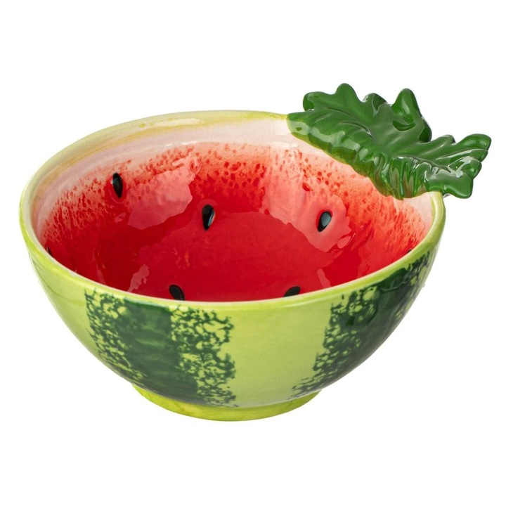 Bol Ceramic cu Model Pepene Verde 345ml
