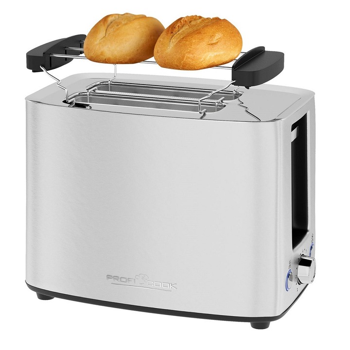 Тостер ProfiCook, PC-TA 1279, 2 филийки, 7 нива на препичане, равномерно запичане, функция за размразяване, функция Quick Stop, автоматично изключване, светлинни индикатори, аксесоар за хлебчета, подвижна тава за трохи, неръждаема стомана