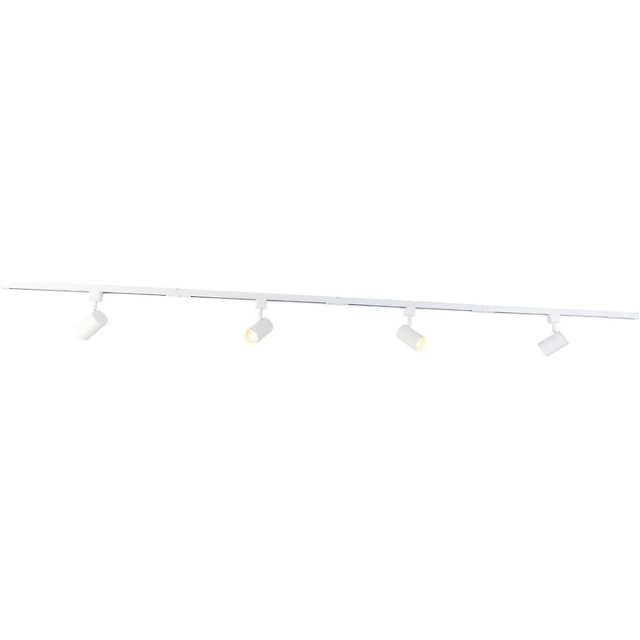 Spoturi led tavan, sina lumini orientabile, 4 spoturi, GU10, alb, sistem iluminat interior, modern, living, dormitor, bucatarie, hol, birou, IP20, 210cm