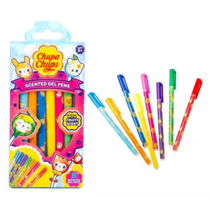 Chupa Chups: Комплект ароматизирани гел химикалки - 8 бр